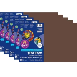 Construction Paper*Pacon Tru-Ray® Construction Paper, Dark Brown, 12" x 18", 50 Sheets Per Pack, 5 Packs (PAC103056-5)