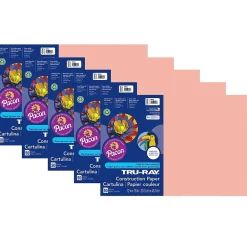 Construction Paper*Pacon Tru-Ray® Construction Paper, Salmon, 12" x 18", 50 Sheets Per Pack, 5 Packs (PAC103042-5)