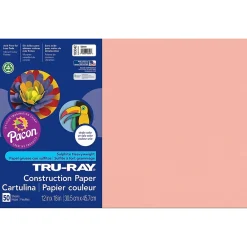 Construction Paper*Pacon Tru-Ray® Construction Paper, Salmon, 12" x 18", 50 Sheets Per Pack, 5 Packs (PAC103042-5)