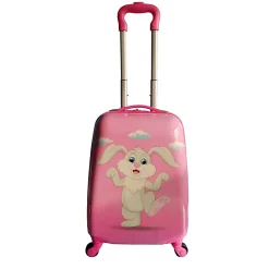 17" Hardside Carry-On Suitcase, 3-Wheeled Spinner, TSA Checkpoint Friendly, Pink (T0499-HappyBuny)<TUCCI