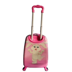 17" Hardside Carry-On Suitcase, 3-Wheeled Spinner, TSA Checkpoint Friendly, Pink (T0499-HappyBuny)<TUCCI