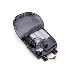 TUCCI Laptop Backpack, Medium, Black (T0636)