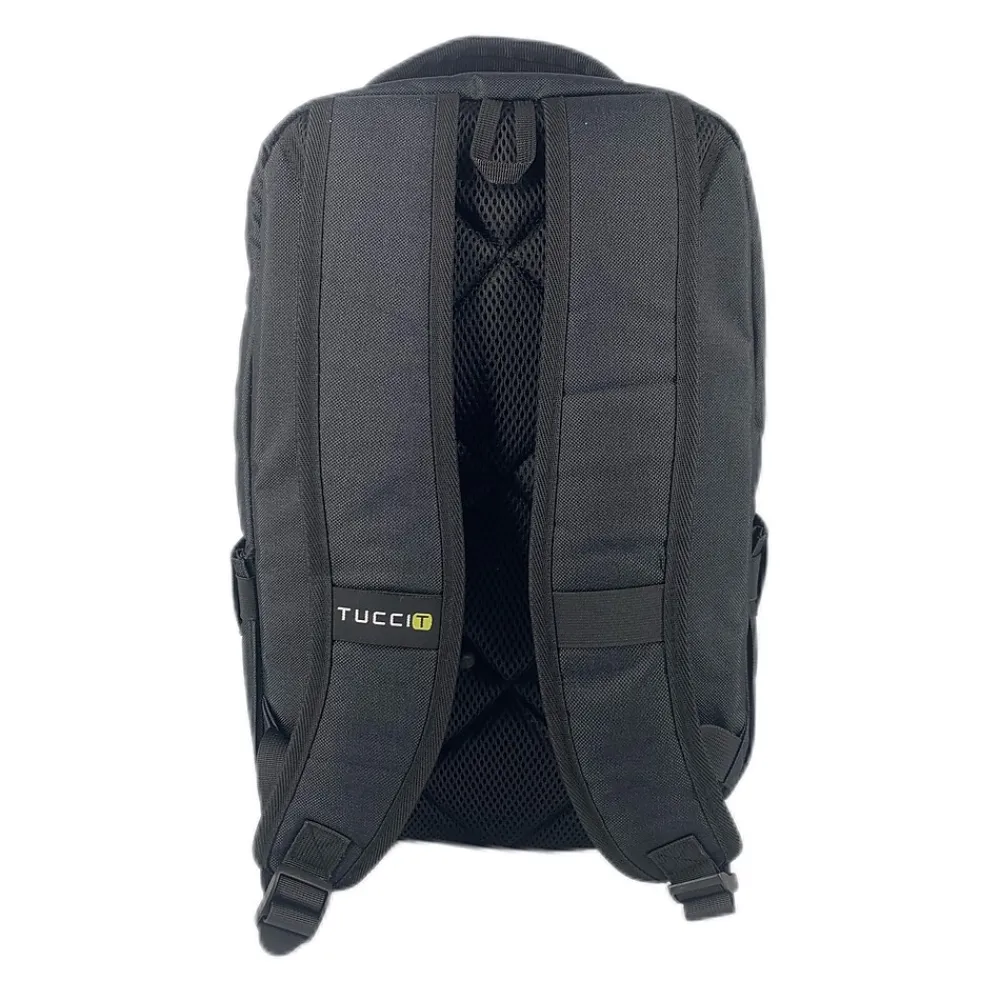 TUCCI Laptop Backpack, Medium, Black (T0574)