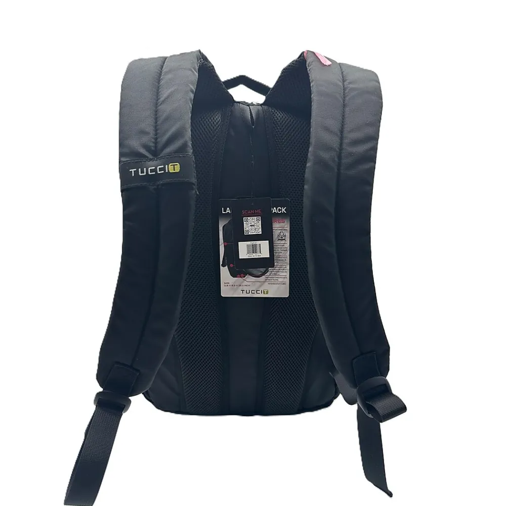 TUCCI Laptop Backpack, Medium, Black (T0563)