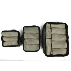 3-Piece Fabric Packing Cube Set, Water Resistant, Gray (T0553-GRY)<TUCCI Best