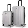 2-Piece Hardside Spinner Carry-On Luggage Set, TSA Checkpoint Friendly, Silver (S0536-02PC-SLV)<TUCCI Clearance