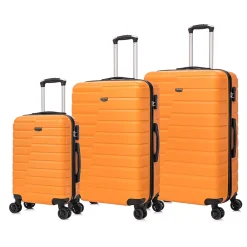 3-Piece Hardside Spinner Carry-On Luggage Set, TSA Checkpoint Friendly, Burnt Orange (S0568-03PC-BRTO)<TUCCI Discount