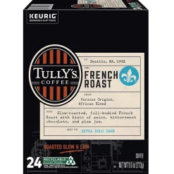 Tully's French Roast Coffee Keurig® K-Cup® Pods, Dark Roast, 24/Box (192619)