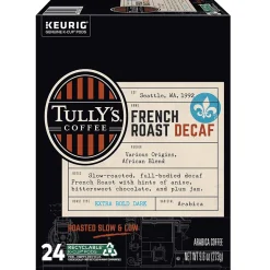 Tully's French Roast Decaf Coffee Keurig® K-Cup® Pods, Dark Roast, 24/Box (192419)