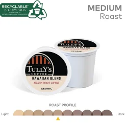 Tully's Hawaiian Blend Coffee Keurig® K-Cup® Pods, Medium Roast, 96/Carton (66064)