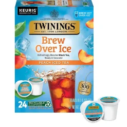 Twinings Brew Over Ice Peach Iced Black Tea, Keurig® K-Cup® Pods, 24/Box (F17280)