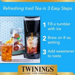 Twinings Brew Over Ice Peach Iced Black Tea, Keurig® K-Cup® Pods, 24/Box (F17280)