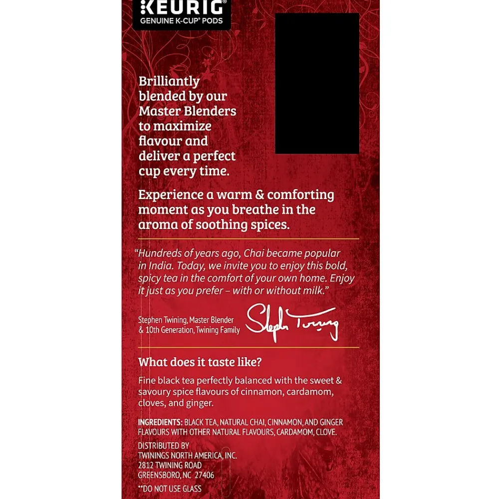 Twinings Chai Tea, Keurig® K-Cup® Pods, 24/Box (TNA09954)