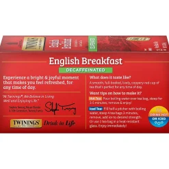Twinings Classic Decaffeinated English Breakfast Tea, 25/Box (TNA51727)