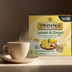 Twinings Lemon and Ginger Herbal Tea Bags, 50/Box (F14990)