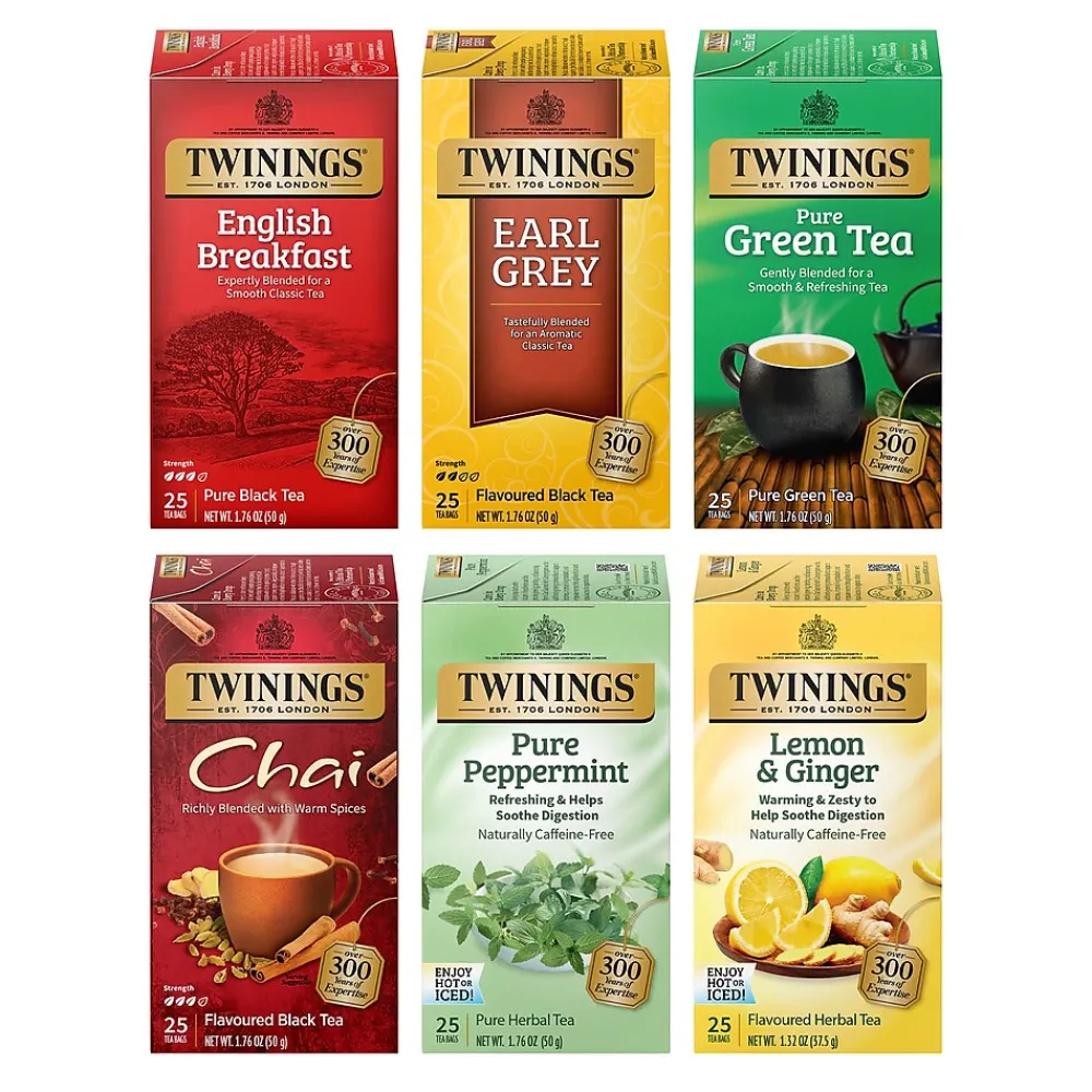 Twinings Variety Pack Assorted Tea Bags, 25 Bags/Box, 6 Boxes/Case (F15485)