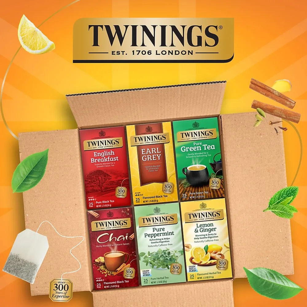 Twinings Variety Pack Assorted Tea Bags, 25 Bags/Box, 6 Boxes/Case (F15485)