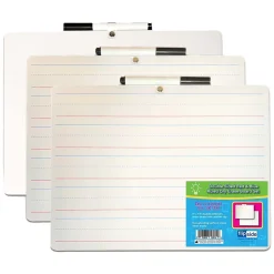 Dry Erase*Flipside Two-Sided Rectangular, Primary Ruled/Blank Dry Erase Whiteboard, With Marker, 9" x 12", Pack of 3 (FLP19034-3)