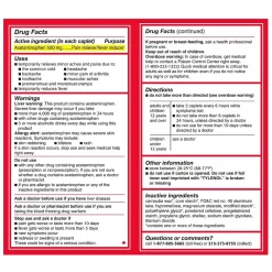 Extra Strength Caplets, Fever Reducer and Pain Reliever, 500 mg, 50 Count, 2/Pack (487348)<Tylenol New