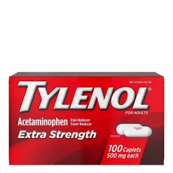 Extra Strength Caplets, Fever Reducer and Pain Reliever, 500 mg, 100 Count (931218)<Tylenol Outlet