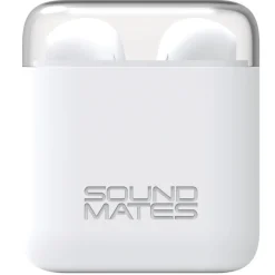 SoundMates Wireless Bluetooth Earbuds with Protective Charging Case, White (5761)<Tzumi New