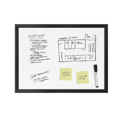 Dry Erase*U Brands Magnetic Dry Erase Whiteboard, Black MDF Frame, 23