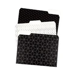 File Folders|U Brands Modern Classic Fashion File Folders, 3-Tab, Letter Size, Assorted Colors, 12/Pack (3236U06-24)