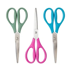 Scissors|U Brands U-Eco 9.45" Stainless Steel Scissors, Blunt Tip, Assorted Colors, 3/Pack (6607U01-24)