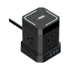 Uncaged Ergonomics Cube 4-Outlet 4-USB Port Surge Protector, 10', Black (WC-10-b)