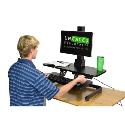 Standing Desks*Uncaged Ergonomics Electric Standing Desk Conversion Powered Sit to Stand Converter, Black (ESDC-b)