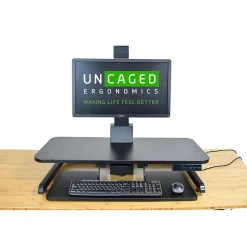 Standing Desks*Uncaged Ergonomics Electric Standing Desk Conversion Powered Sit to Stand Converter, Black (ESDC-b)