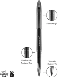 Pens|uni-ball uni AIR Porous Point Pens, Medium Point, 0.7mm, Black, Black Ink, 12/Pack (1927631)