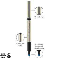 Pens|Uni Deluxe Rollerball Pen,Fine Point, Blue Ink, Dozen (60053)