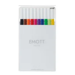 Pens|Uni EMOTT Fine Line Marker Pens, Fine Point, 0.4mm, Assorted Inks, 10/Pack (24836)