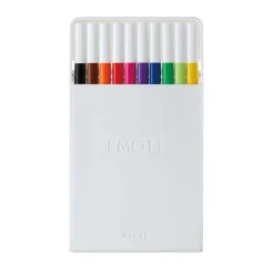Pens|Uni EMOTT Fine Line Marker Pens, Fine Point, 0.4mm, Assorted Inks, 10/Pack (24836)