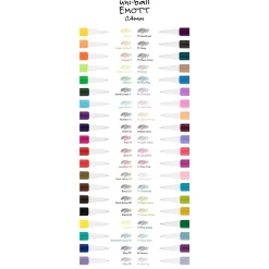 Pens|Uni EMOTT Fine Line Marker Pens, Fine Point, 0.4mm, Assorted Inks, 10/Pack (24836)