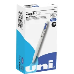 Pens|uni-ball uni one Retractable Gel Pens, Medium Point, 0.7mm, Blue Ink, Dozen (70363)
