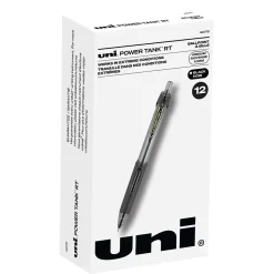 Pens|uni-ball uni Power Tank RT Ballpoint Pens, Medium Point, 1.0mm, Black Ink, 12/Pack (42070)