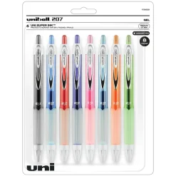 Pens|uni-ball uniball 207 Fashion Retractable Gel Pens, Medium Point, 0.7mm, Assorted Ink, 8/Pack (1739929)