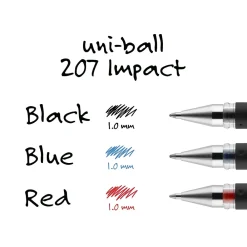 Pens|uni-ball uniball 207 Impact Gel Pens, Bold Point, 1.0mm, Red Ink (65802)