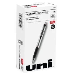 Pens|uni-ball 207 Impact RT Retractable Gel Pens, Bold Point, Red Ink, Dozen (65872)