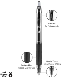 Pens|uni-ball uniball 207 Needle Retractable Gel Pens, Medium Point, 0.7mm, Black Ink, 4/Pack (1738430)