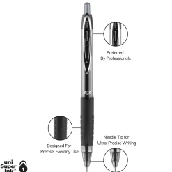 Pens|uni-ball uniball 207 Needle Retractable Gel Pens, Medium Point, 0.7mm, Black Ink, Dozen (1736097)
