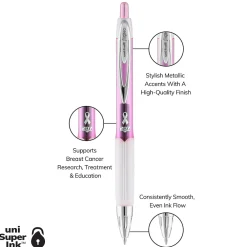 Pens|uni-ball uniball 207 Pink Ribbon Retractable Gel Pens, Medium Point, 0.7mm, Black Ink, 36/Pack (2003896)