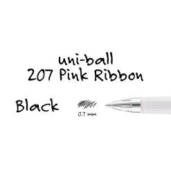 Pens|uni-ball uniball 207 Pink Ribbon Retractable Gel Pens, Medium Point, 0.7mm, Black Ink, Dozen (1745267)