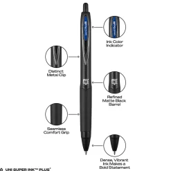 Pens|uni-ball uniball 207 Plus+ Retractable Gel Pens, Medium Point, 0.7mm, Blue Ink, 4/Pack (70457)