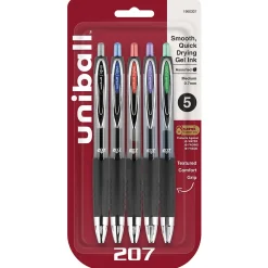 Pens|uni-ball 207 Retractable Gel Pens, Medium Point, 0.7mm, Assorted Ink, 5/Pack (1960307)