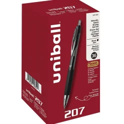 Pens|uni-ball 207 Retractable Gel Pens, Medium Point, 0.7mm, Black Ink, 36/Box (1921063)