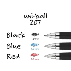 Pens|uni-ball uniball 207 Retractable Gel Pens, Bold Point, 1.0mm, Black Ink, 12/Pack (1790895)