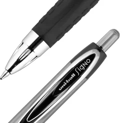 Pens|uni-ball 207 Retractable Gel Pens, Medium Point, 0.7mm, Black Ink, Dozen (33950)